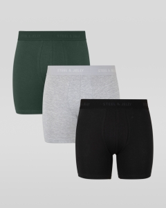 Khaki, Grey & Black 3 Pack Boxers
